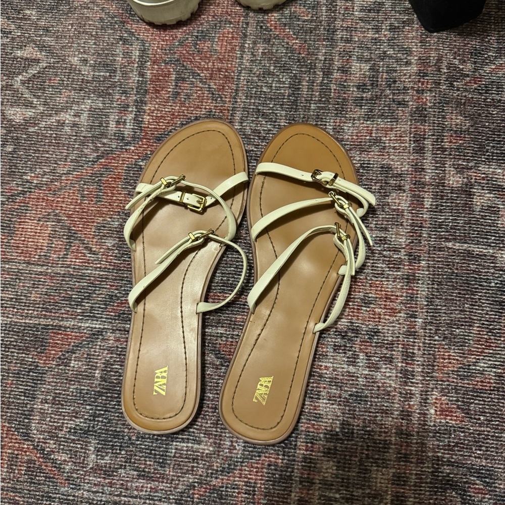 Zara Cream Sandals Minimalist Design